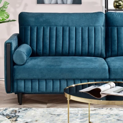 Schlafsofa EMELDA – Türkis/Schwarz