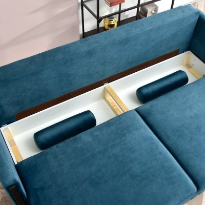 Schlafsofa EMELDA – Türkis/Schwarz