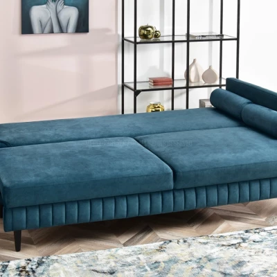 Schlafsofa EMELDA – Türkis/Schwarz