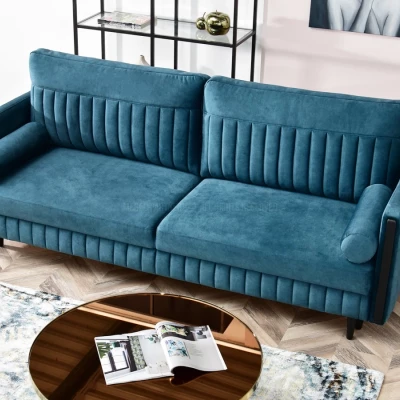 Schlafsofa EMELDA – Türkis/Schwarz