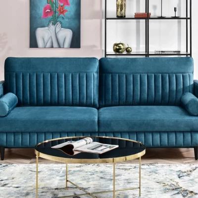 Schlafsofa EMELDA – Türkis/Schwarz