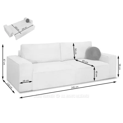 Sofa mit Stauraum ODELIN – creme/schwarz