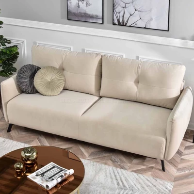Schlafsofa MIGDALIA – beige/schwarz