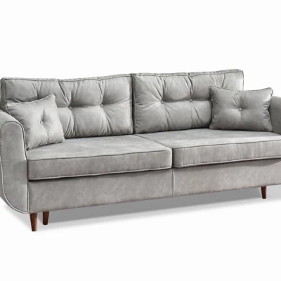 Schlafsofa LALESKA – Grau/Walnuss