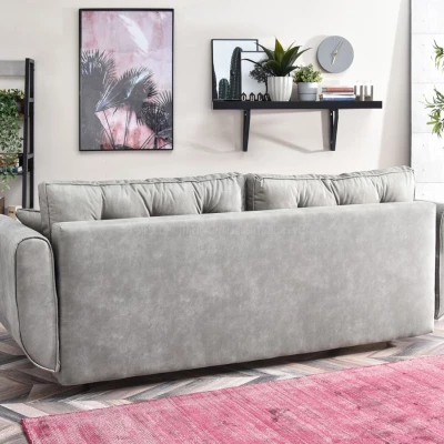 Schlafsofa LALESKA – Grau/Walnuss