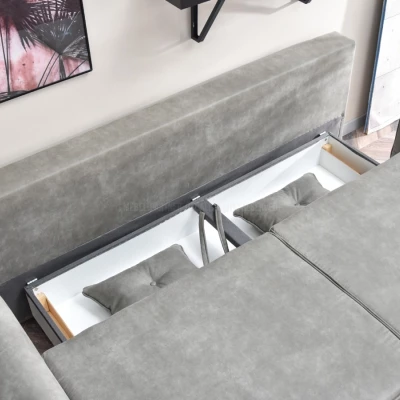 Schlafsofa LALESKA – Grau/Walnuss