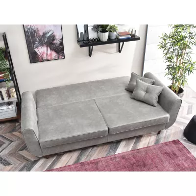Schlafsofa LALESKA – Grau/Walnuss