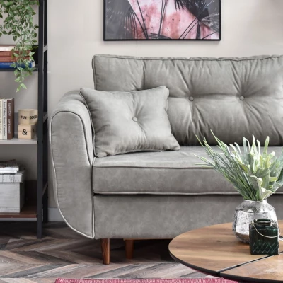 Schlafsofa LALESKA – Grau/Walnuss