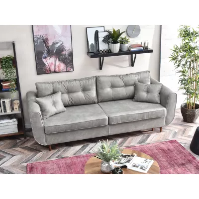 Schlafsofa LALESKA – Grau/Walnuss