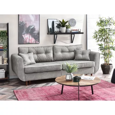 Schlafsofa LALESKA – Grau/Walnuss