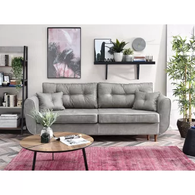 Schlafsofa LALESKA – Grau/Walnuss