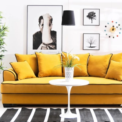 Sofa mit Stauraum MIRNA - gelb/schwarz