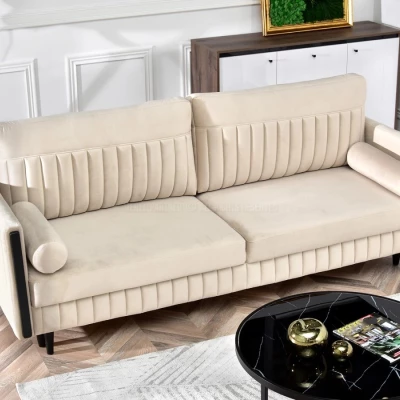 Schlafsofa EMELDA – beige/schwarz