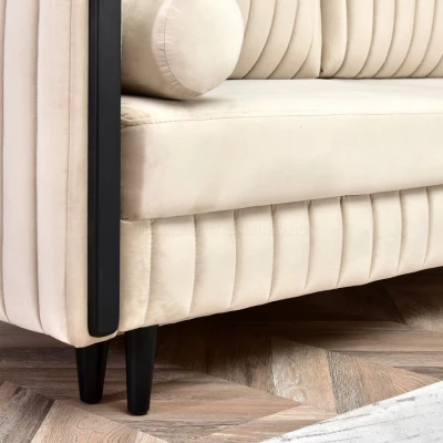 Schlafsofa EMELDA – beige/schwarz