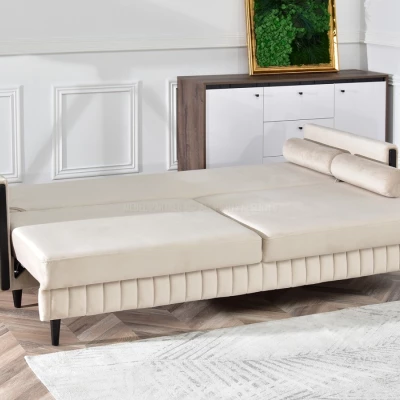 Schlafsofa EMELDA – beige/schwarz