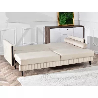 Schlafsofa EMELDA – beige/schwarz