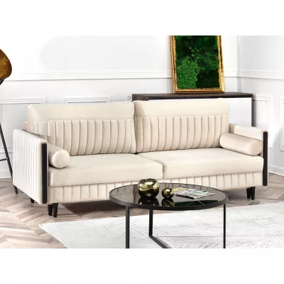 Schlafsofa EMELDA – beige/schwarz
