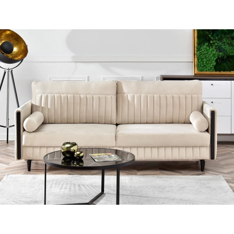 Schlafsofa EMELDA – beige/schwarz