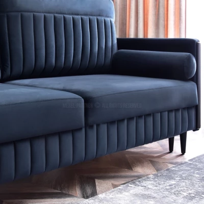 Schlafsofa EMELDA – Dunkelblau/Schwarz