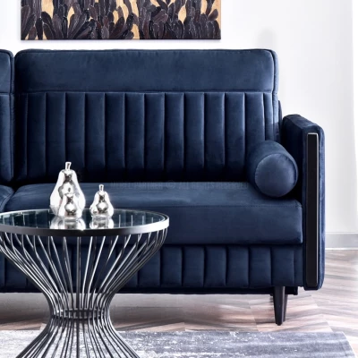 Schlafsofa EMELDA – Dunkelblau/Schwarz