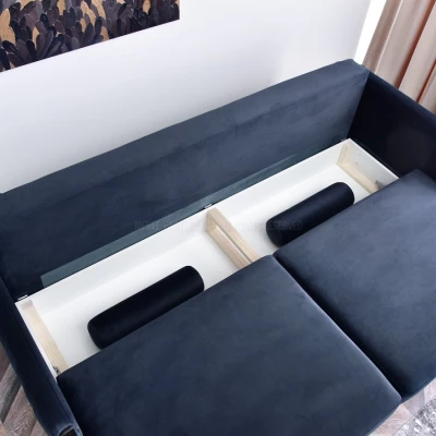 Schlafsofa EMELDA – Dunkelblau/Schwarz