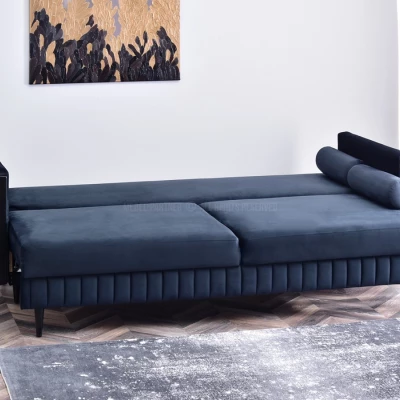 Schlafsofa EMELDA – Dunkelblau/Schwarz