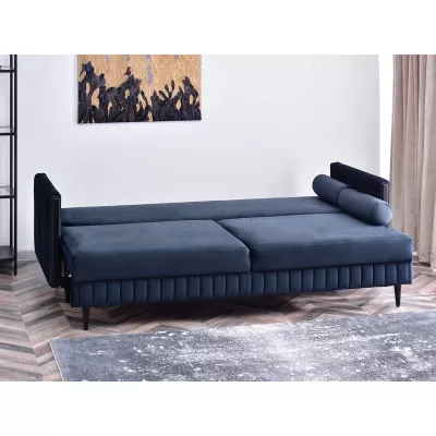 Schlafsofa EMELDA – Dunkelblau/Schwarz