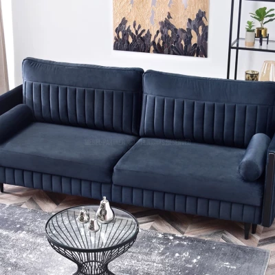 Schlafsofa EMELDA – Dunkelblau/Schwarz
