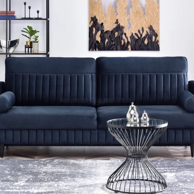Schlafsofa EMELDA – Dunkelblau/Schwarz