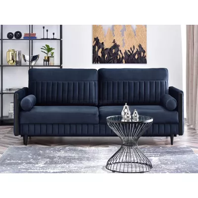 Schlafsofa EMELDA – Dunkelblau/Schwarz