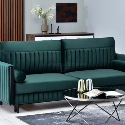 Schlafsofa EMELDA - grün / schwarz