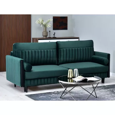 Schlafsofa EMELDA - grün / schwarz