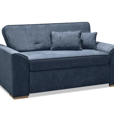 Zweisitzer-Sofa BENILDO – dunkelblau/buche