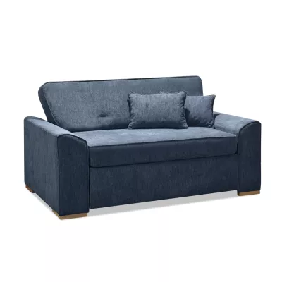 Zweisitzer-Sofa BENILDO – dunkelblau/buche