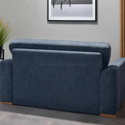 Zweisitzer-Sofa BENILDO – dunkelblau/buche