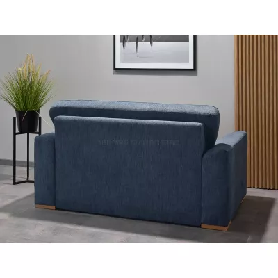 Zweisitzer-Sofa BENILDO – dunkelblau/buche