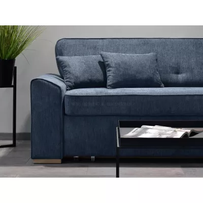 Zweisitzer-Sofa BENILDO – dunkelblau/buche