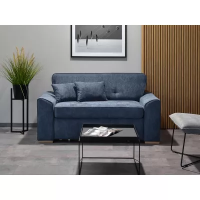 Zweisitzer-Sofa BENILDO – dunkelblau/buche