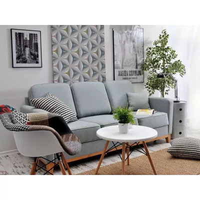 Schlafsofa NOHEMA – Hellblau/Eiche