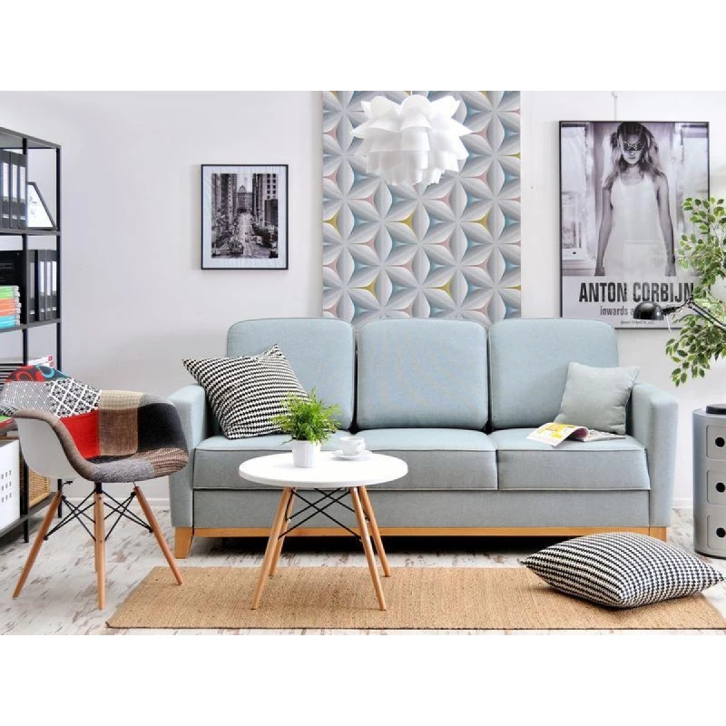 Schlafsofa NOHEMA – Hellblau/Eiche