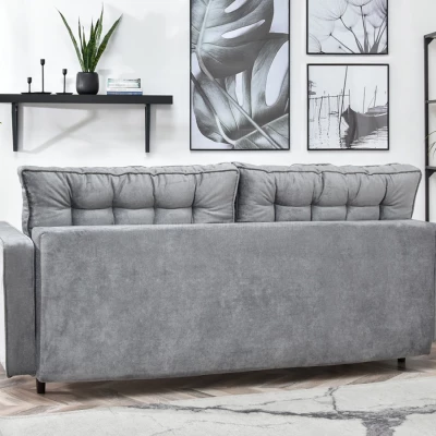 Schlafsofa LUZOLO – Grau/Walnuss
