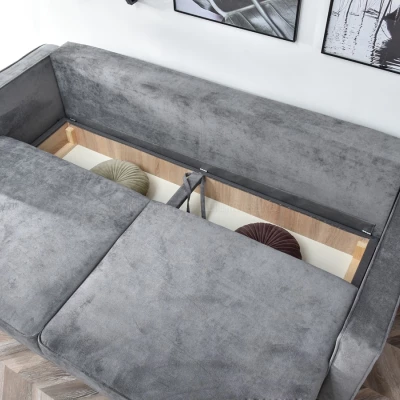 Schlafsofa LUZOLO – Grau/Walnuss