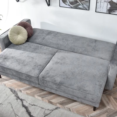 Schlafsofa LUZOLO – Grau/Walnuss