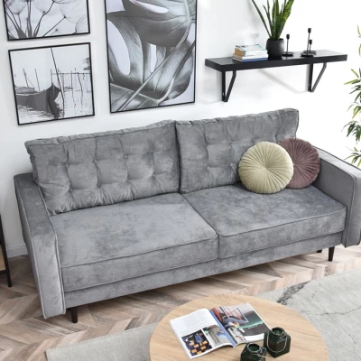 Schlafsofa LUZOLO – Grau/Walnuss