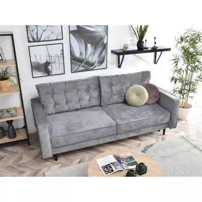 Schlafsofa LUZOLO – Grau/Walnuss