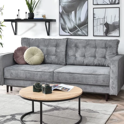 Schlafsofa LUZOLO – Grau/Walnuss