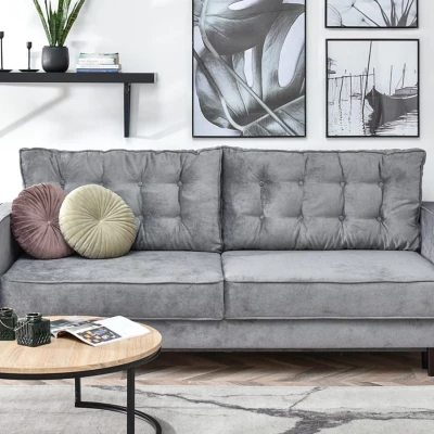 Schlafsofa LUZOLO – Grau/Walnuss
