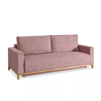 Schlafsofa mit Hocker DALENA – Puderrosa/Eiche