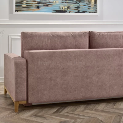 Schlafsofa mit Hocker DALENA – Puderrosa/Eiche