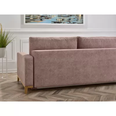 Schlafsofa mit Hocker DALENA – Puderrosa/Eiche